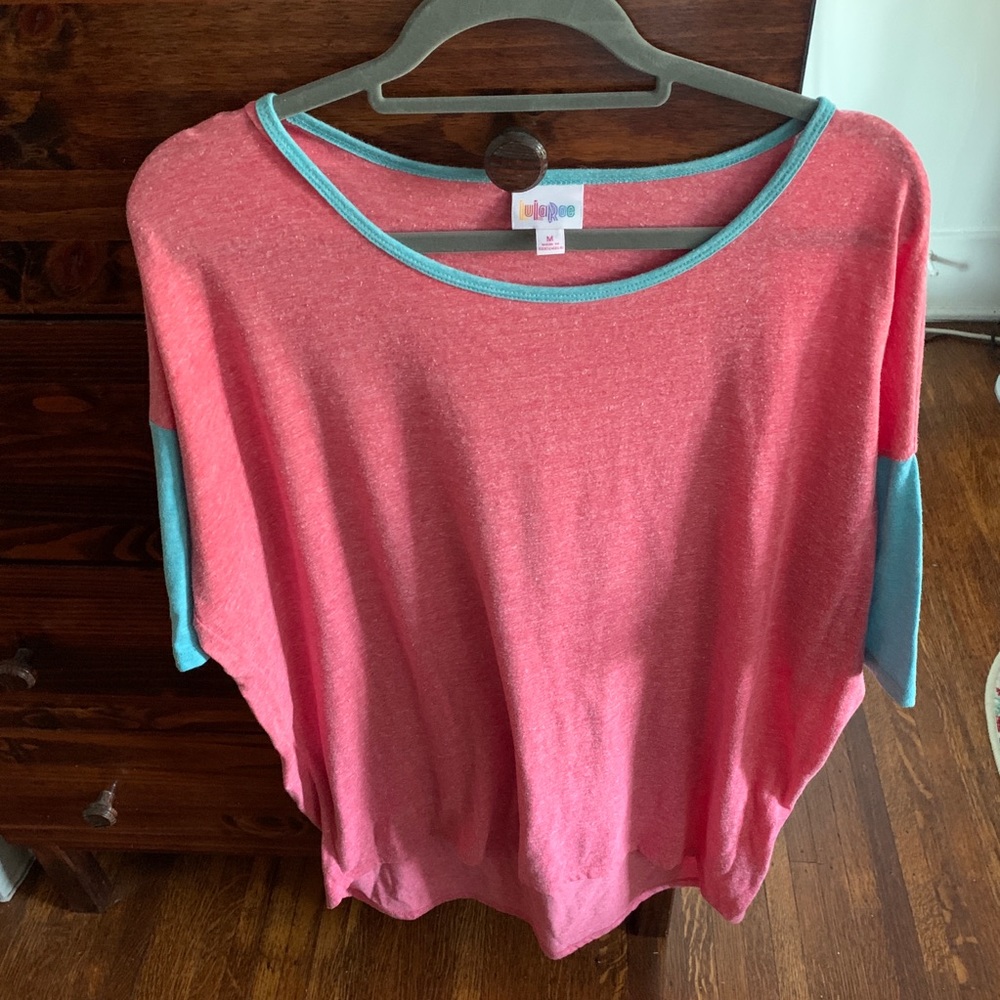 Lularoe Irma tunic salmon and turquoise